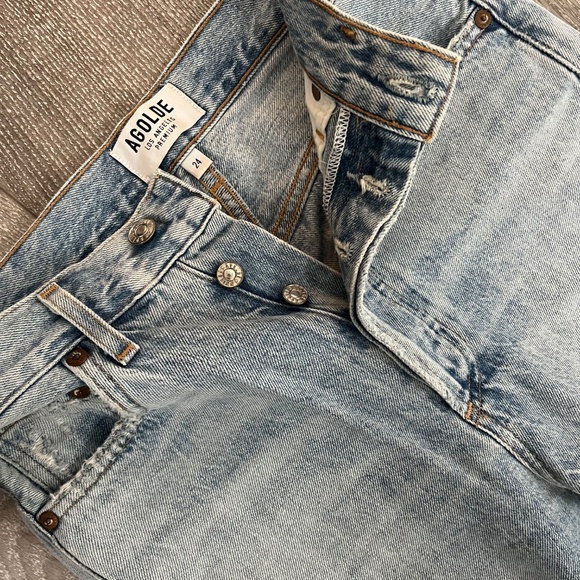 Agolde Riley Distressed Straight Jeans - Picture 3 of 4